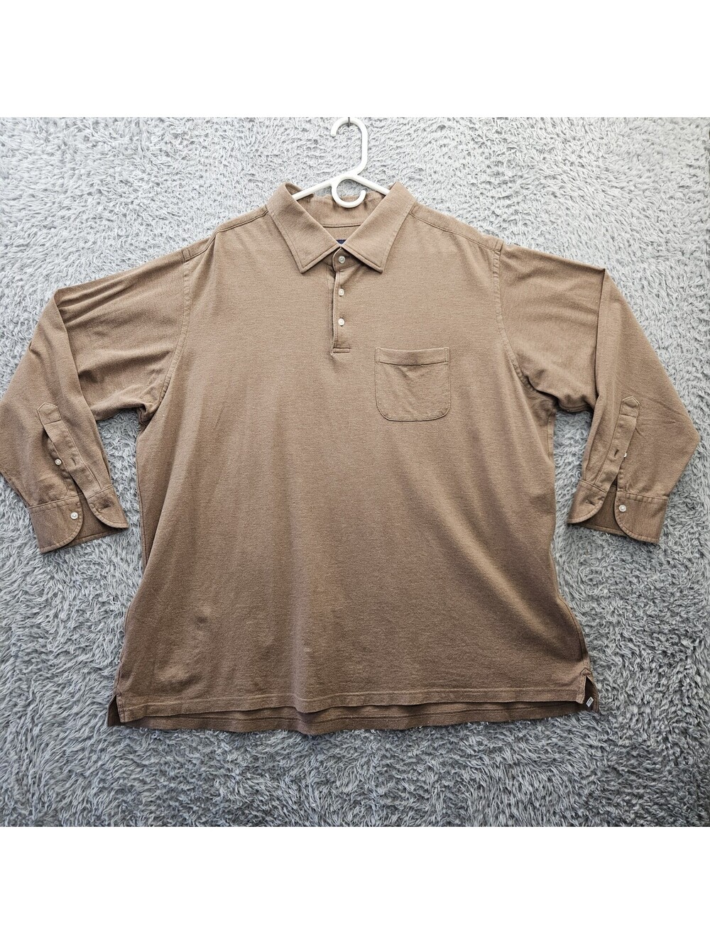 PROPER CLOTH Custom Made Long Sleeve Polo Shirt Big & Tall Appx 3XB (See Meas)